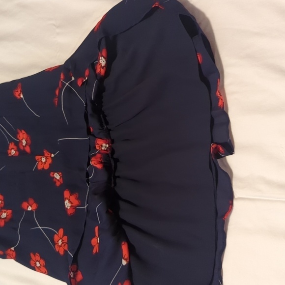 Parker Womens Silk Violet Dress XS Red White Blue Floral Flutter Sleeve Shift - Picture 7 of 9